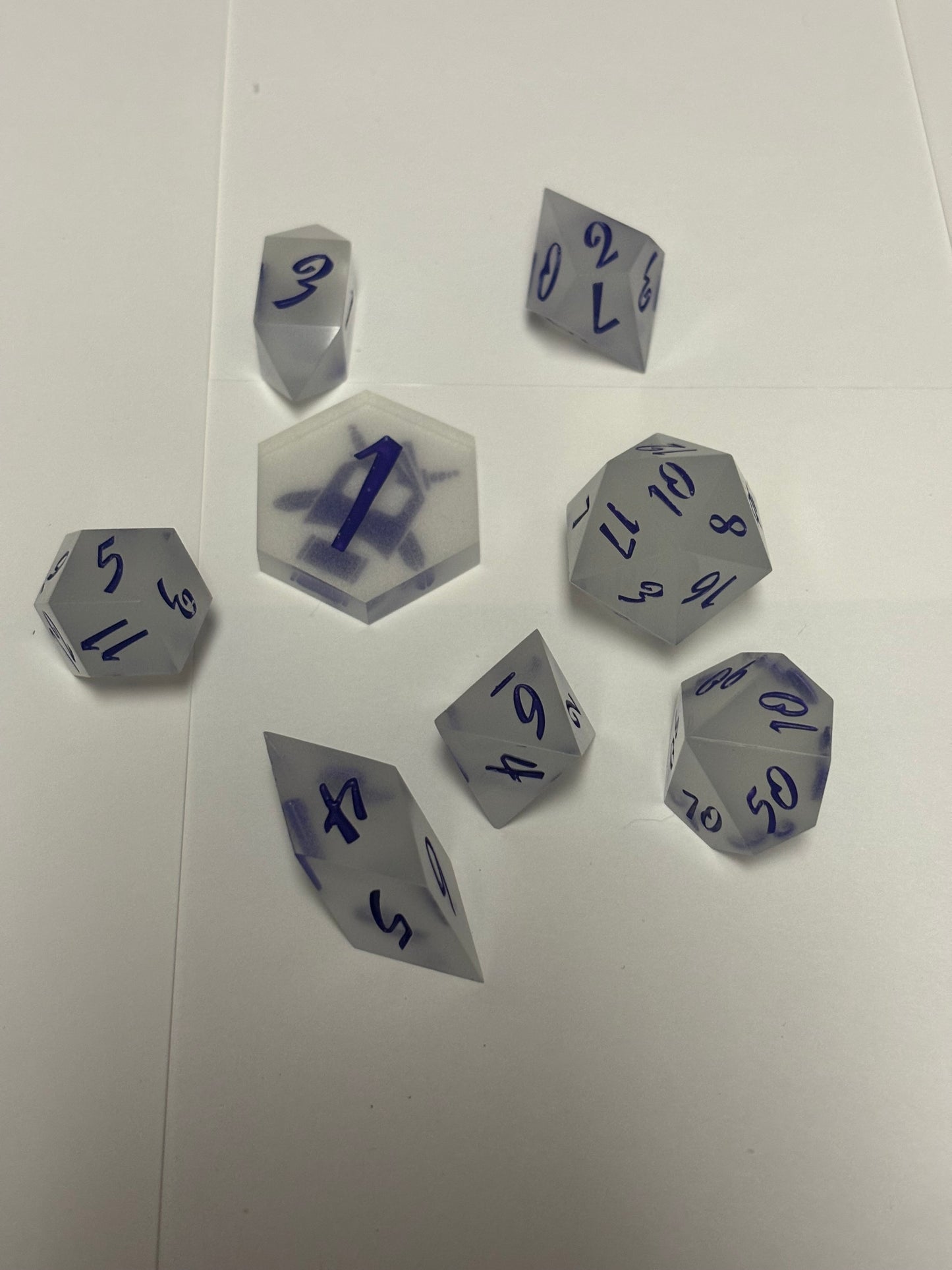 Glow Wyrm 8 pc. Glow in the Dark Resin Dice Set (Blue)
