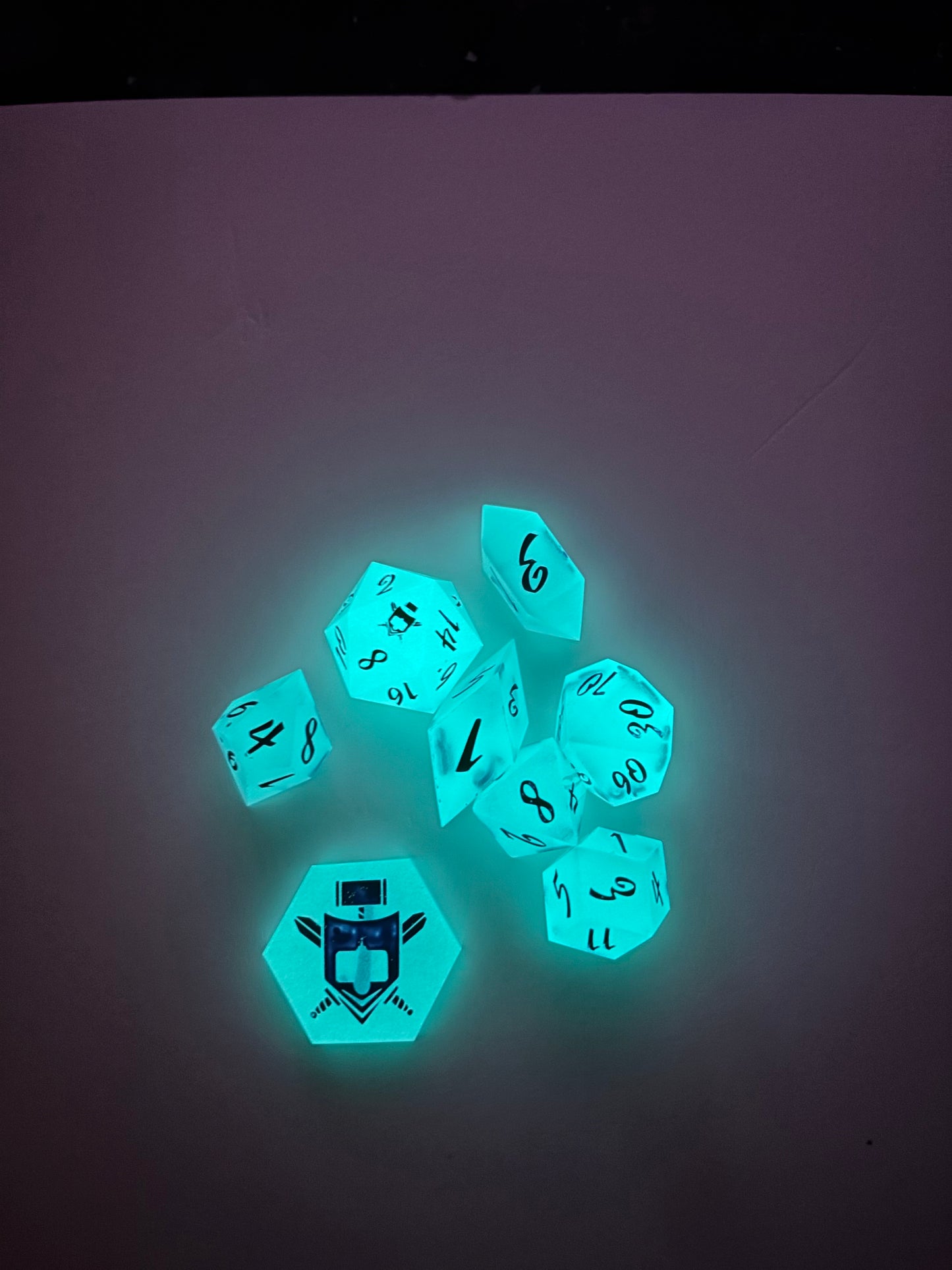 Glow Wyrm 8 pc. Glow in the Dark Resin Dice Set (Blue)