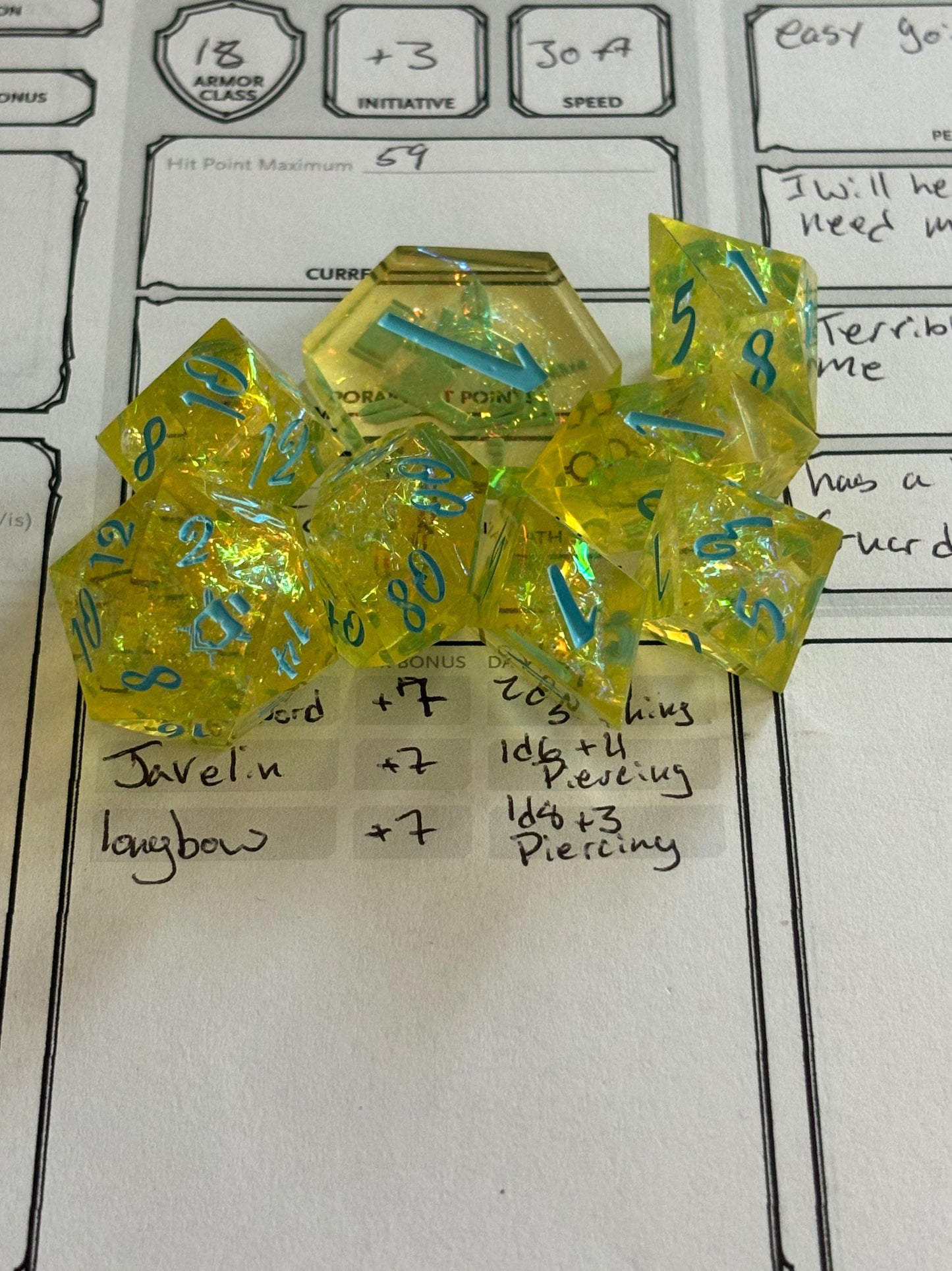 Thunderbolt 8 Pc. Resin Dice Set