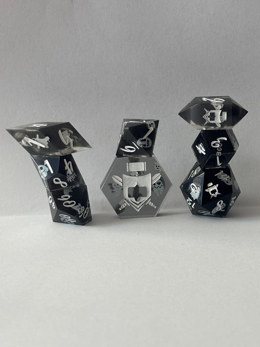 Spooky Ghosts 8 pc. Resin Dice Set (Black)