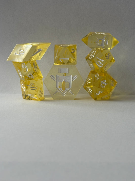 Transparent Yellow 8 pc. Resin Dice Set