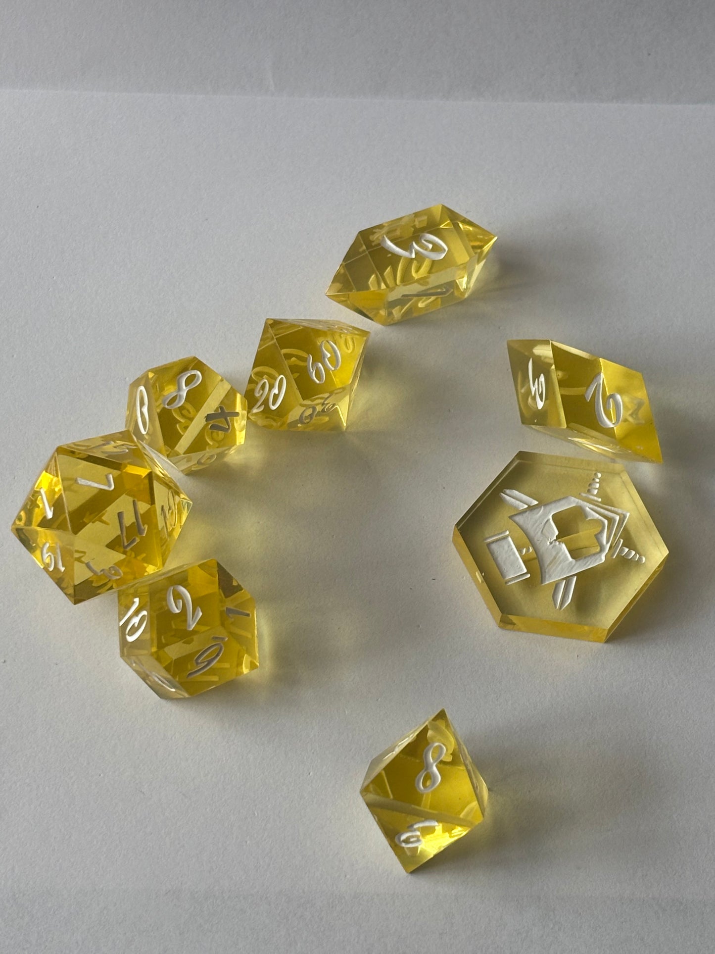 Transparent Yellow 8 pc. Resin Dice Set