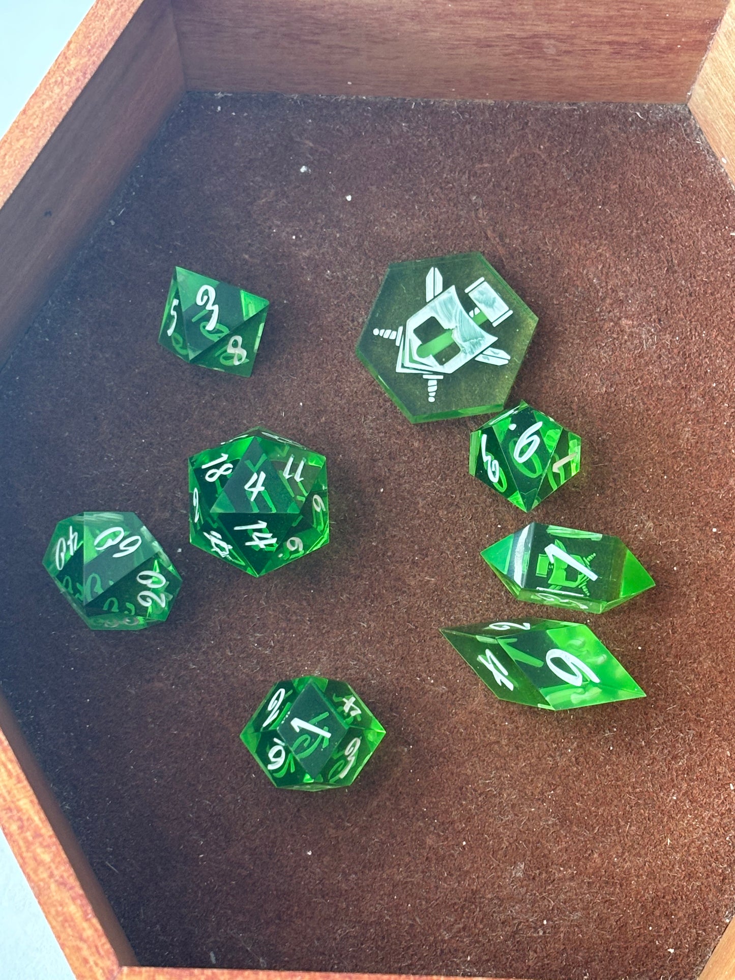 Transparent Green 8 pc. Resin Dice Set