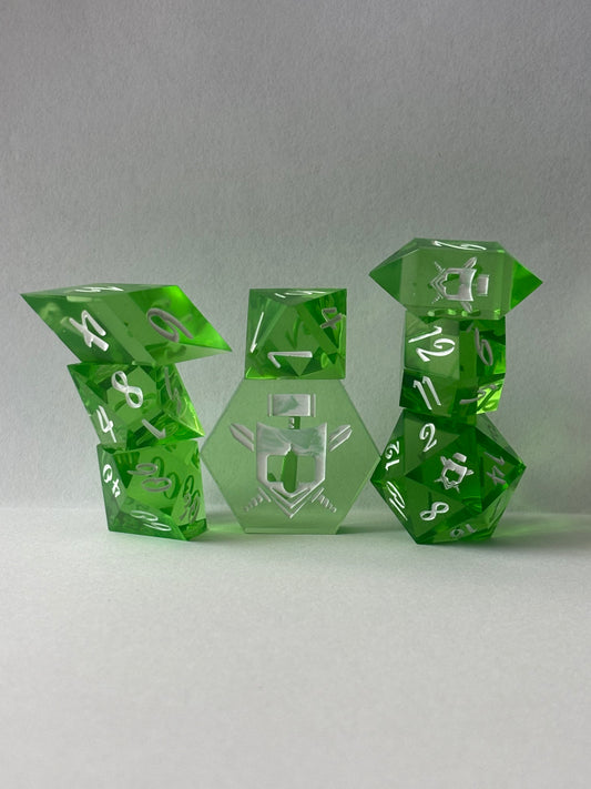 Transparent Green 8 pc. Resin Dice Set