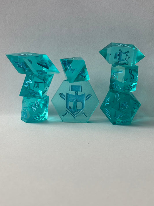 Transparent Teal 8 pc. Resin Dice Set