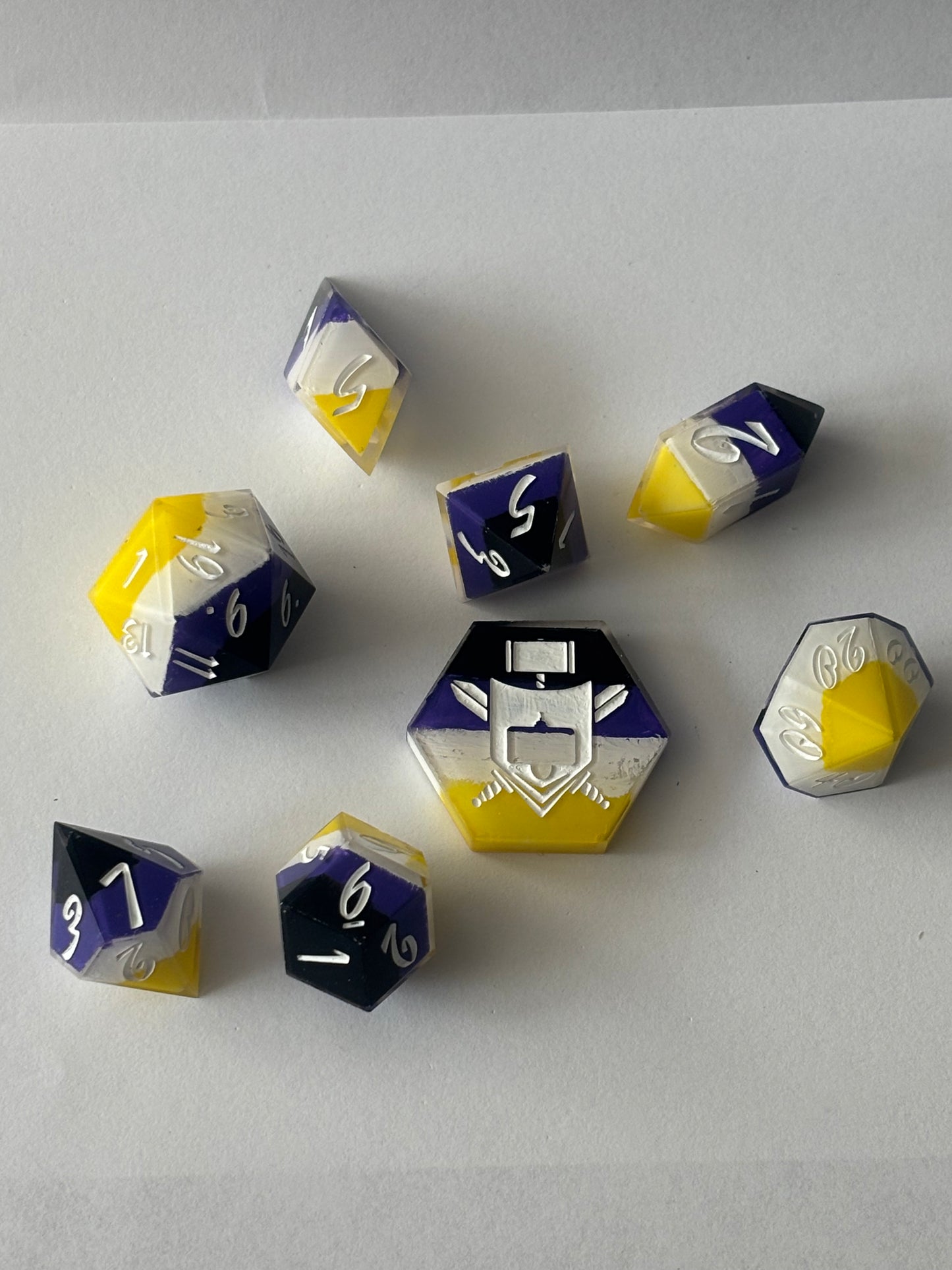 Non binary 8 pc. Resin Dice Set