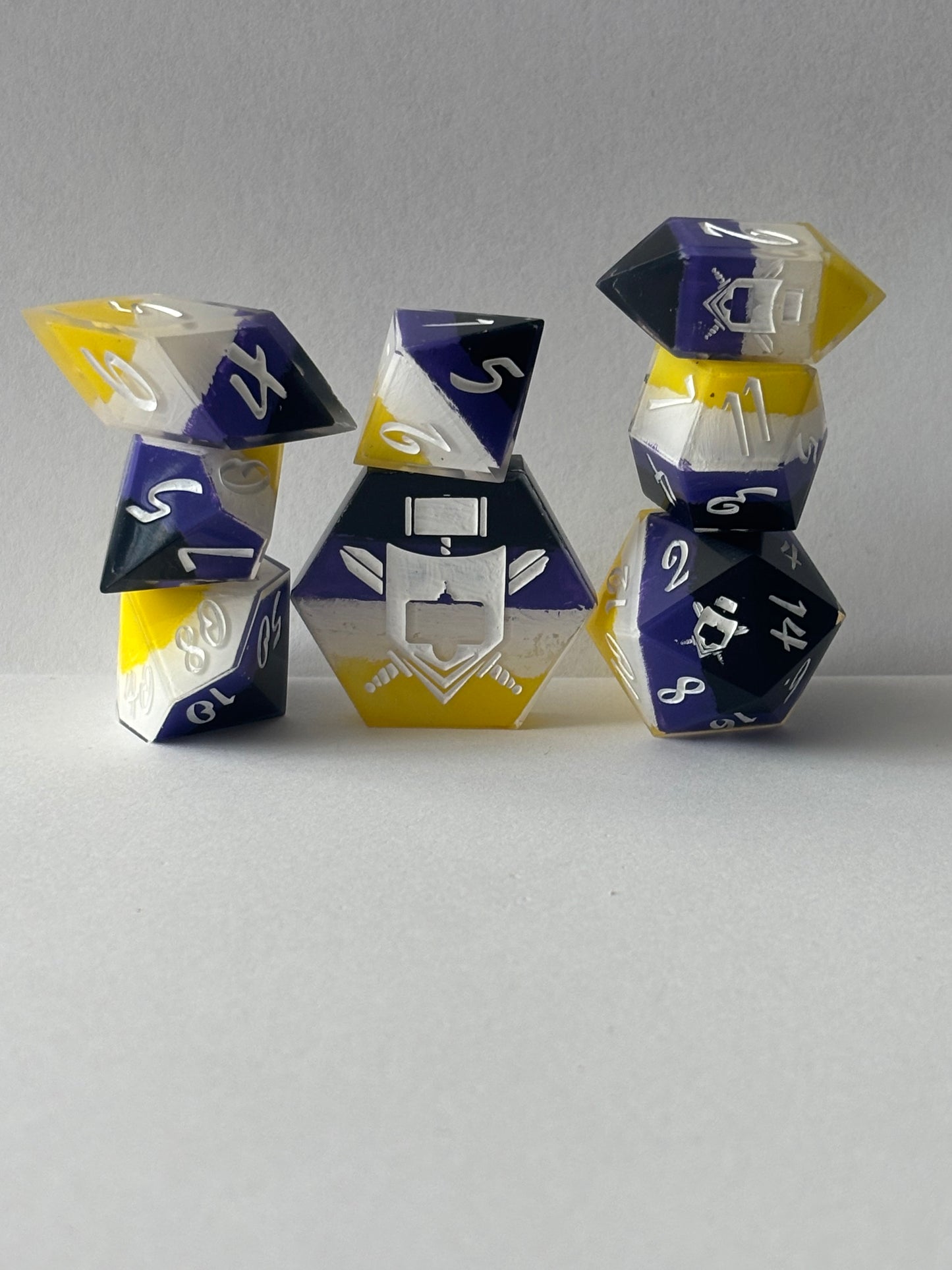 Non binary 8 pc. Resin Dice Set