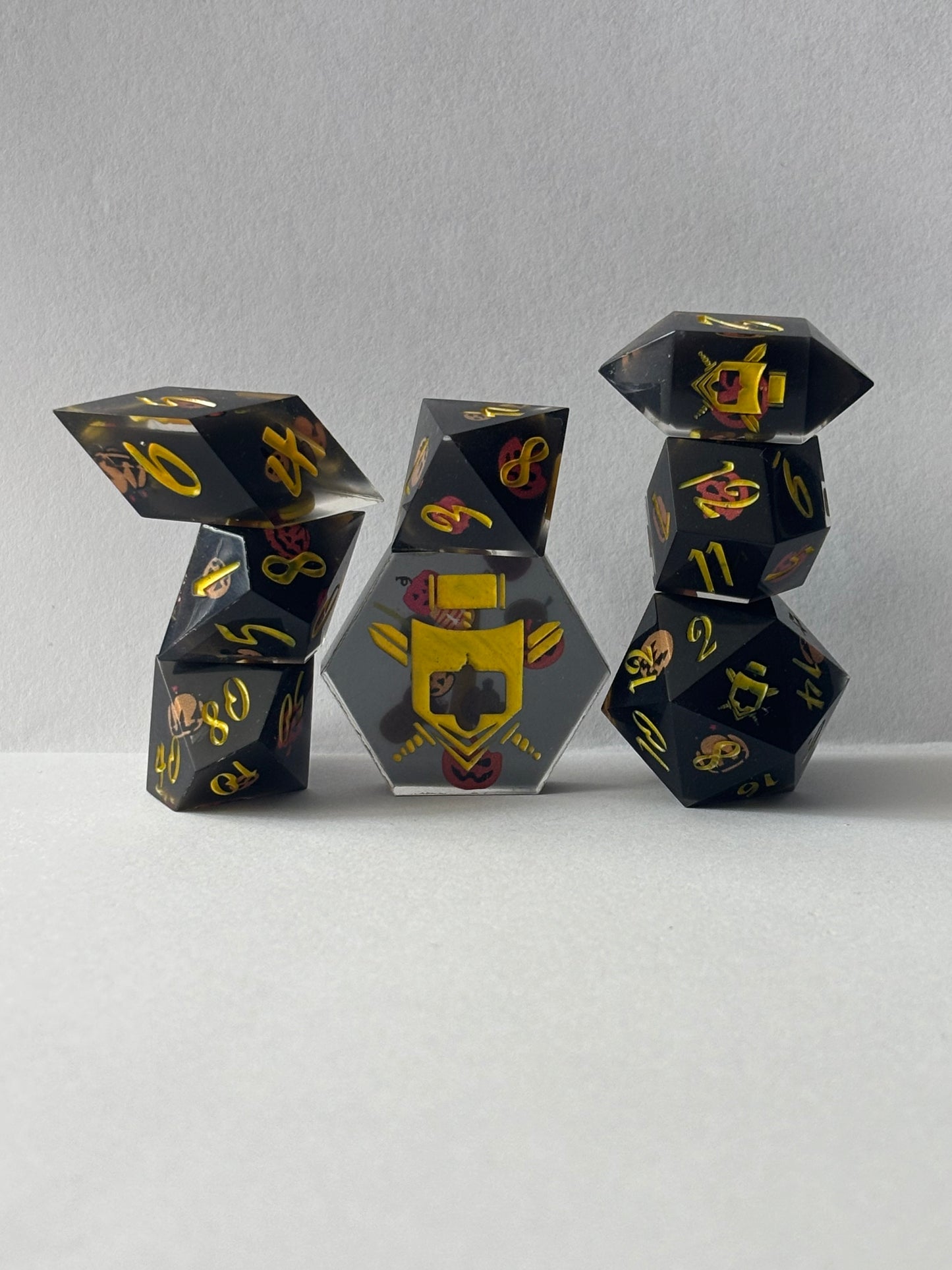 Pumpkin head 8 pc. Resin Dice Set